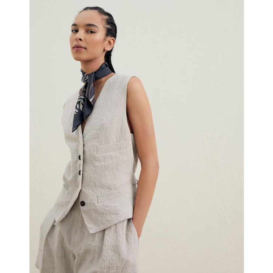 Brunello Cucinelli Wolight Beige Linen Vest
