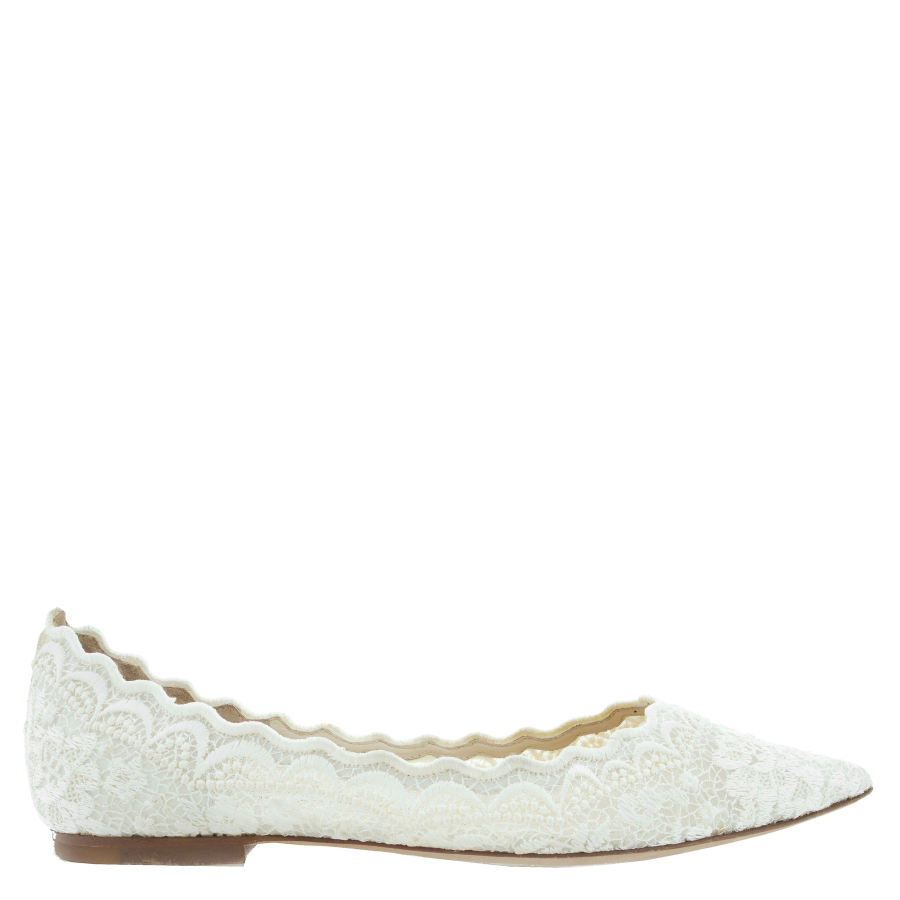Jimmy Choo Womens Love Flat Ivory Ballerina Flats