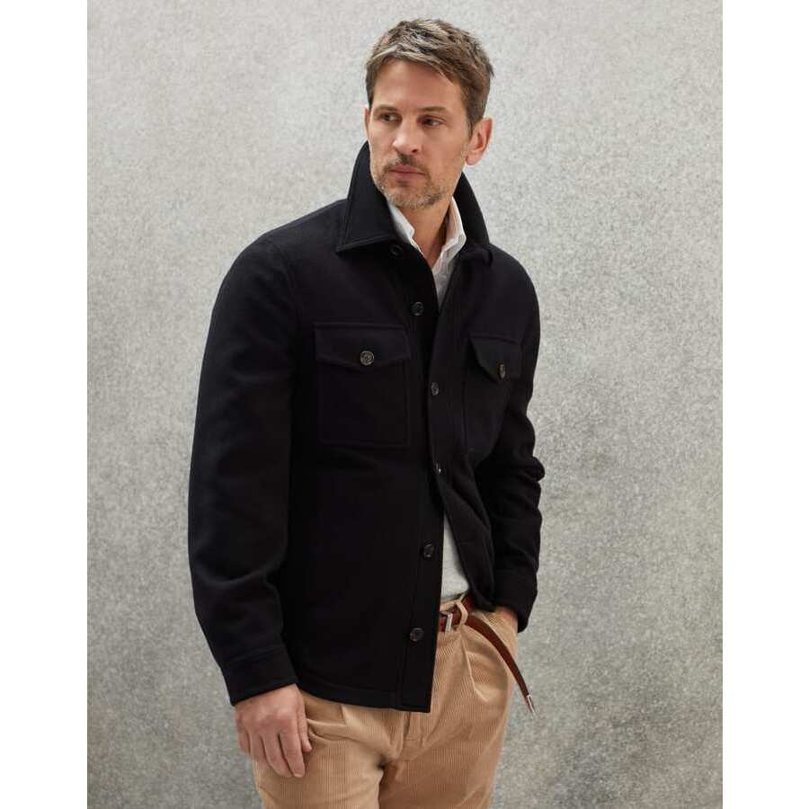 Brunello Cucinelli Mens Black Wool Button Jacket