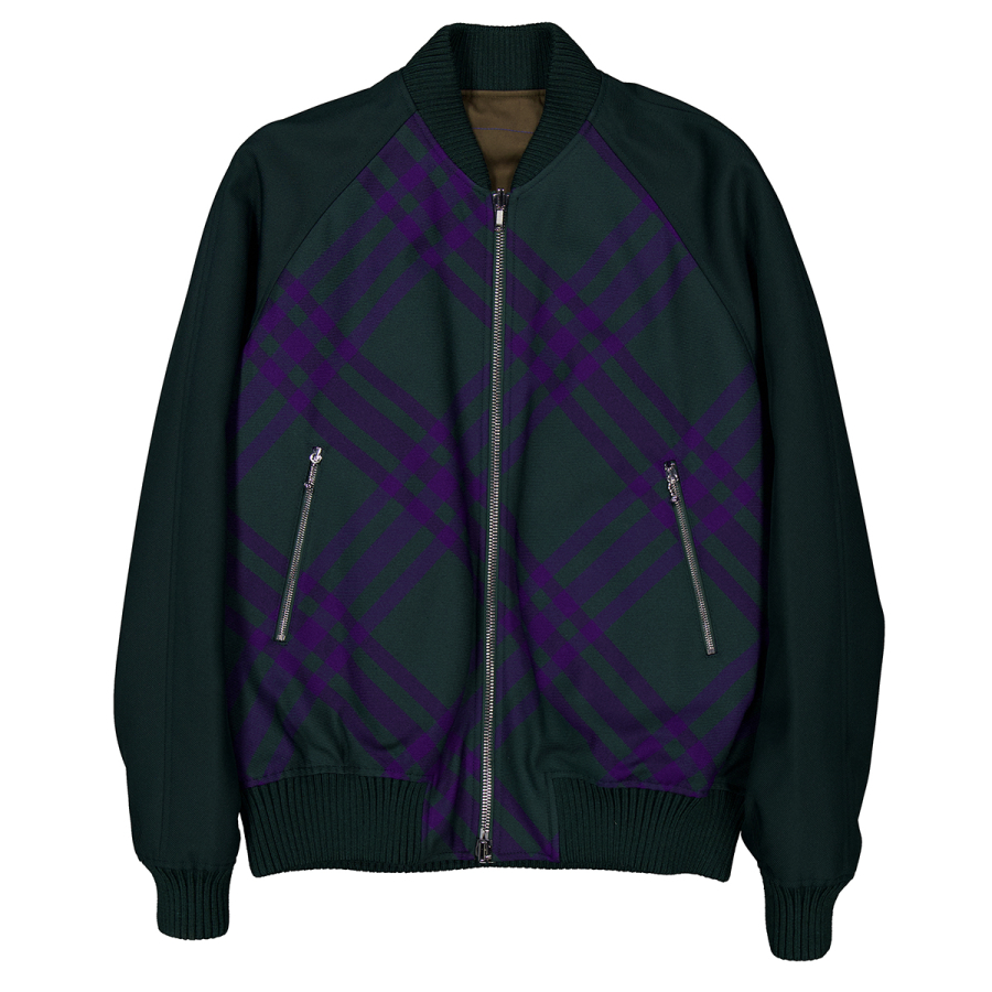 Burberry Checked Reversible Bomber Jacket With Zipper