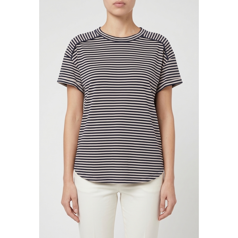 Brunello Cucinelli Beige Navy Striped Shirt