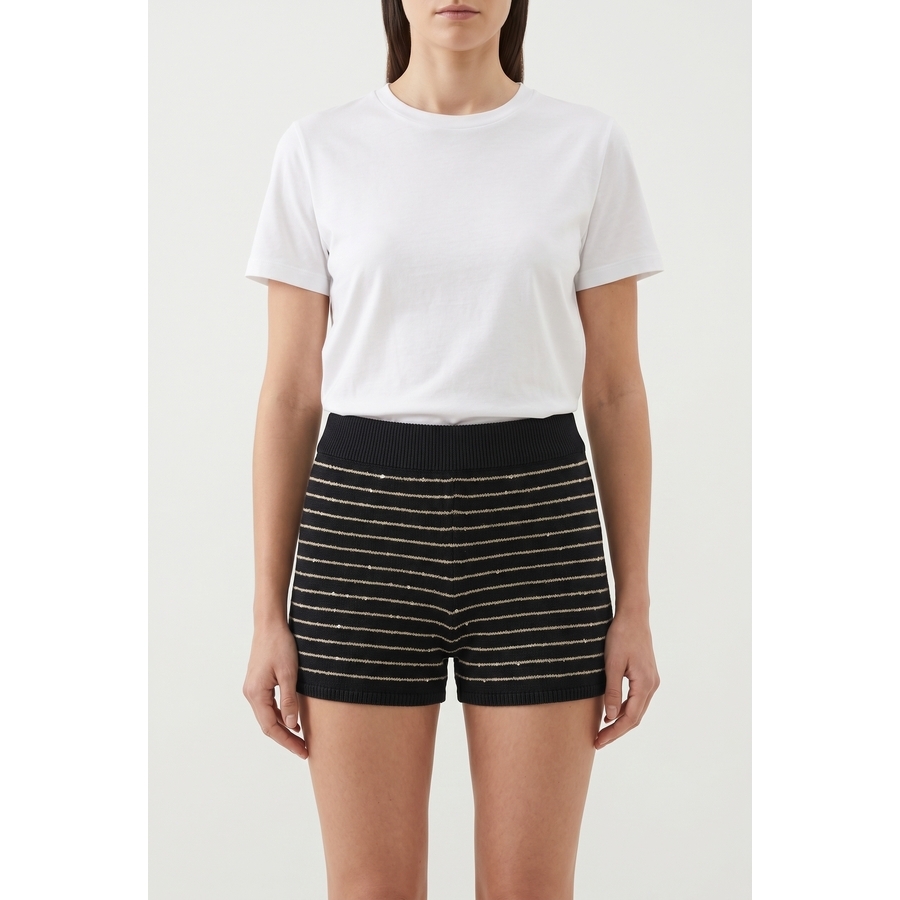 Brunello Cucinelli Woblack Striped Knit Shorts