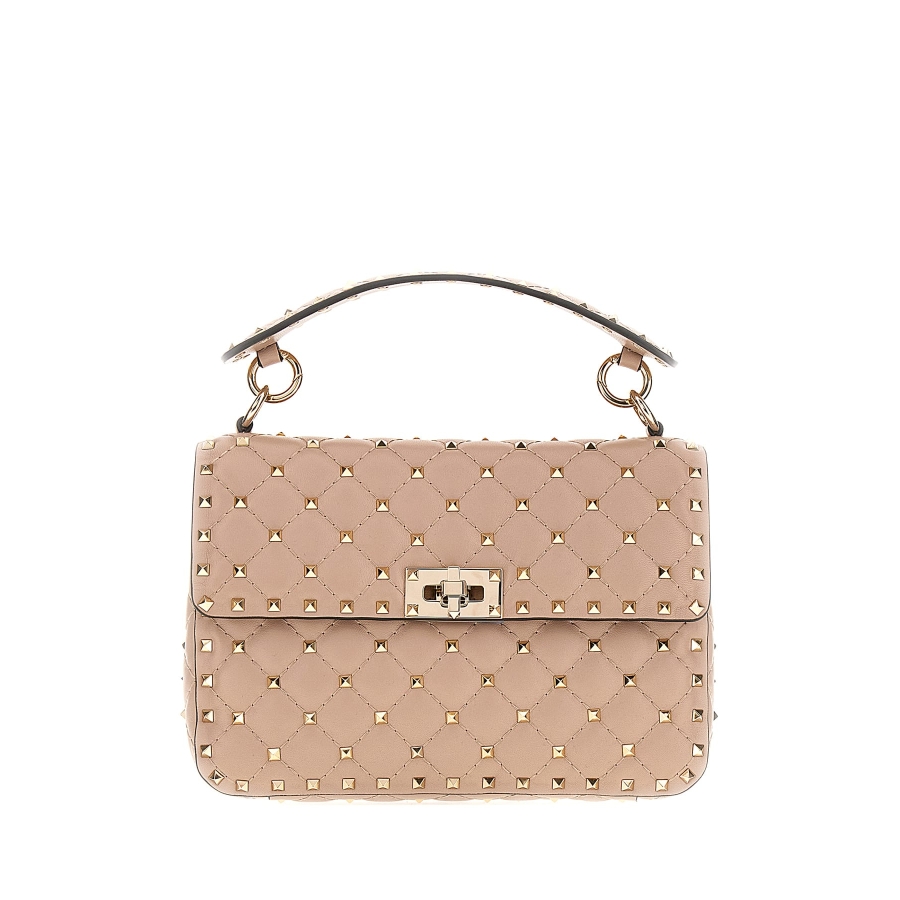 Valentino Garavani Antique Pink Nappa Leather Medium Rockstud Spike Handbag