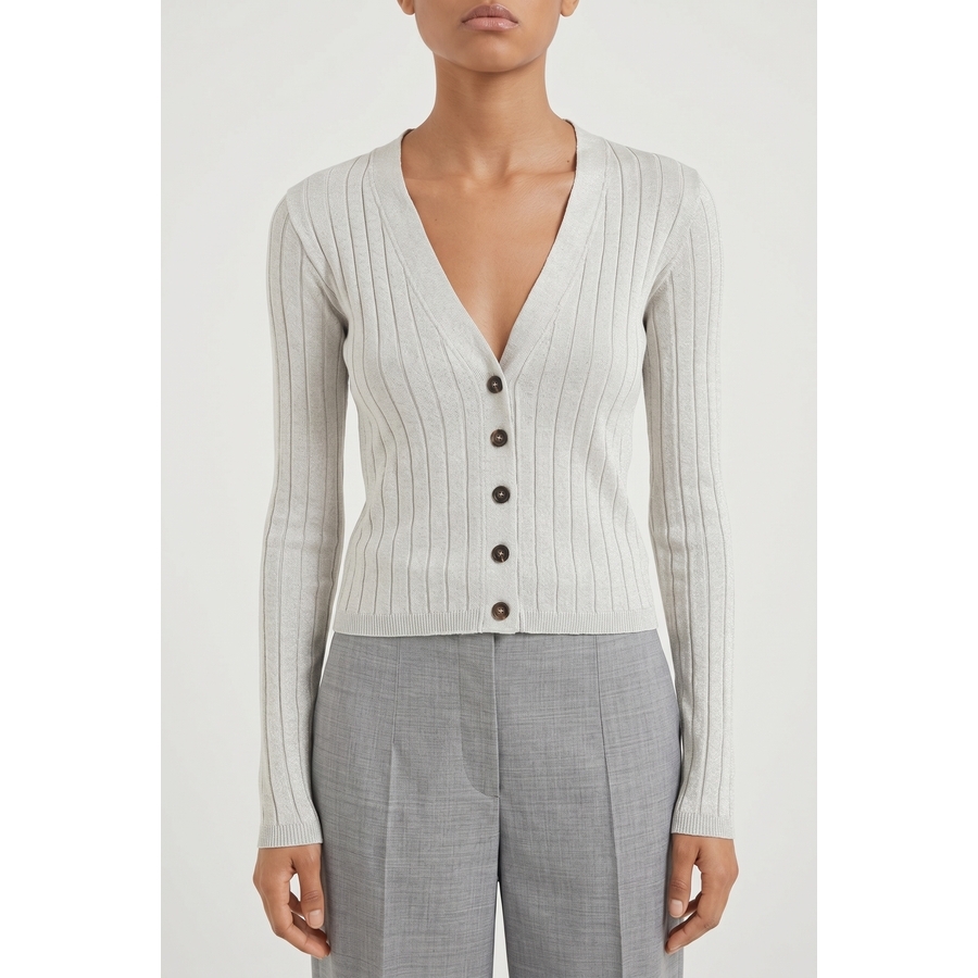 Brunello Cucinelli Wolight Grey Silk Sweater