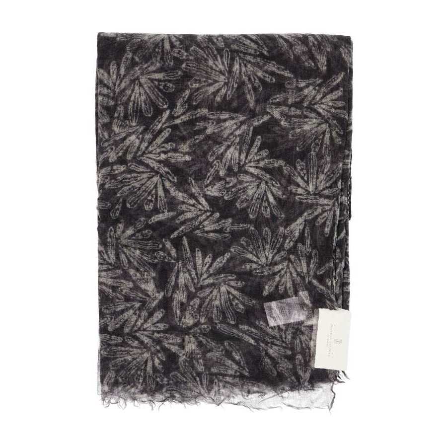 Brunello Cucinelli Lead Grey Patterned Scarf