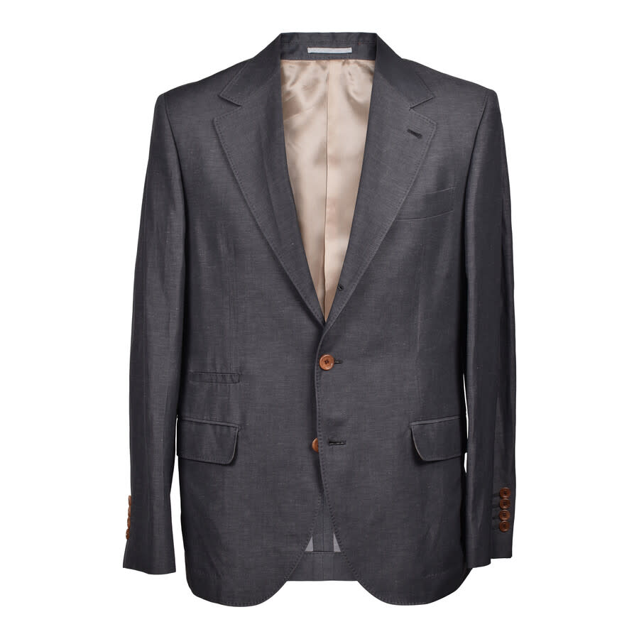 Brunello Cucinelli Gray Wool Linen Blend Suit