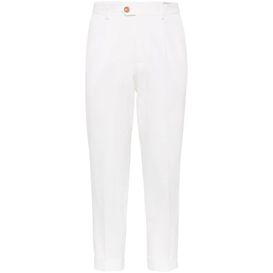 Brunello Cucinelli White Tailored Trousers With Button Detail