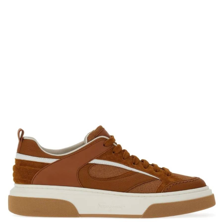 Ferragamo Cassina Leather Low-Top Sneakers