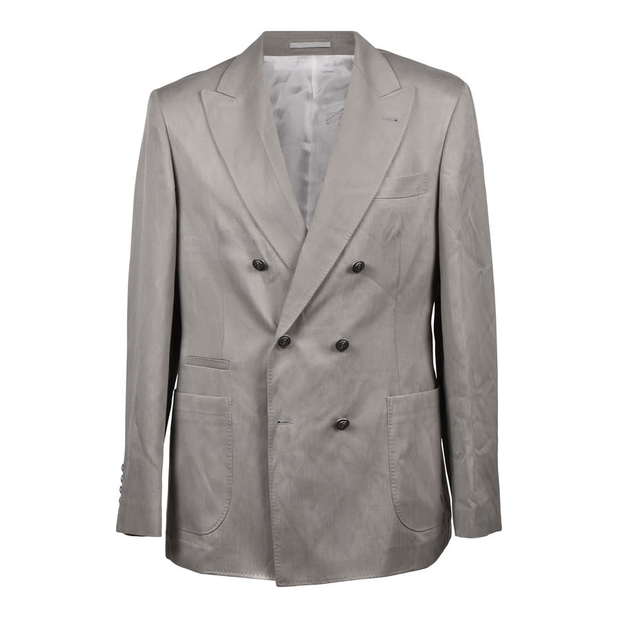 Brunello Cucinelli Khaki Silk Blend Double-Breasted Suit