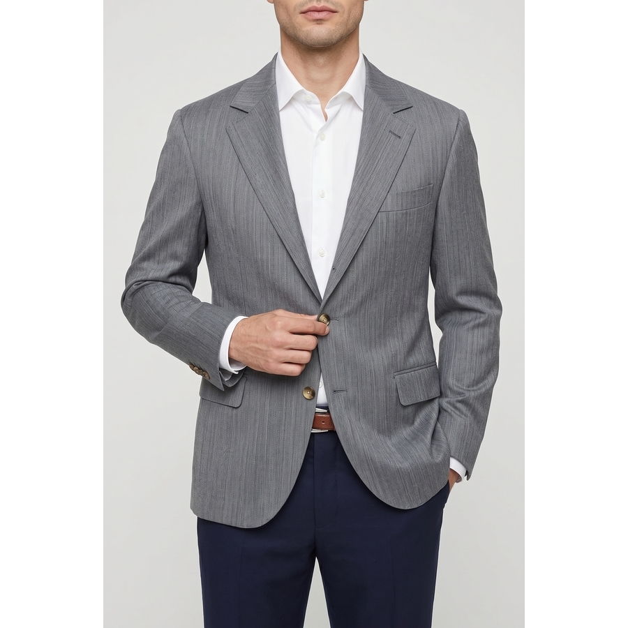 Brunello Cucinelli Grey Wool Tailored Blazer