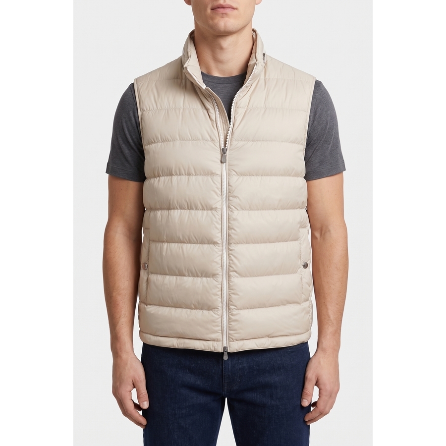 Brunello Cucinelli Men's Beige Quilted Padded Vest