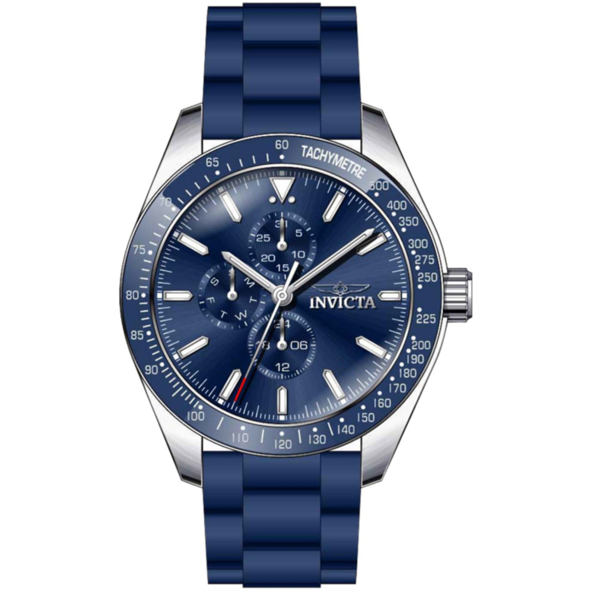 Men's Quartz Watch Invicta Men's Aviator Watch - 45mm Blue Silicone Quartz Timepiece 45mm Blue Dial Watch