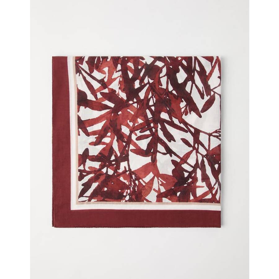 Brunello Cucinelli Women's Bordeaux Printed Cotton Scarf