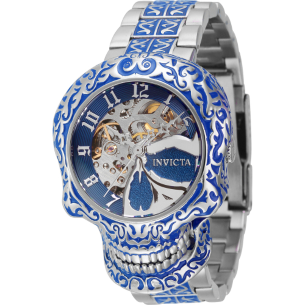Invicta Artist Skull Automatic Blue Dial Ladies Watch 42300