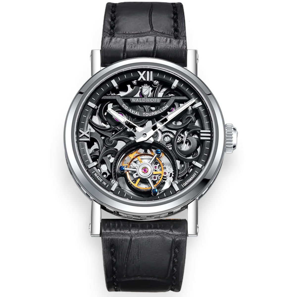 Waldhoff Metropolis Tourbillon Hand Wind Black Dial Mens Watch ...