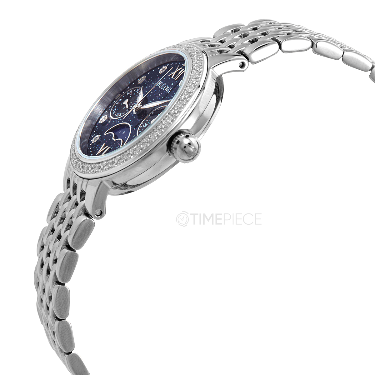 Bulova Classic Chronograph Quartz Diamond Blue Dial Ladies Watch