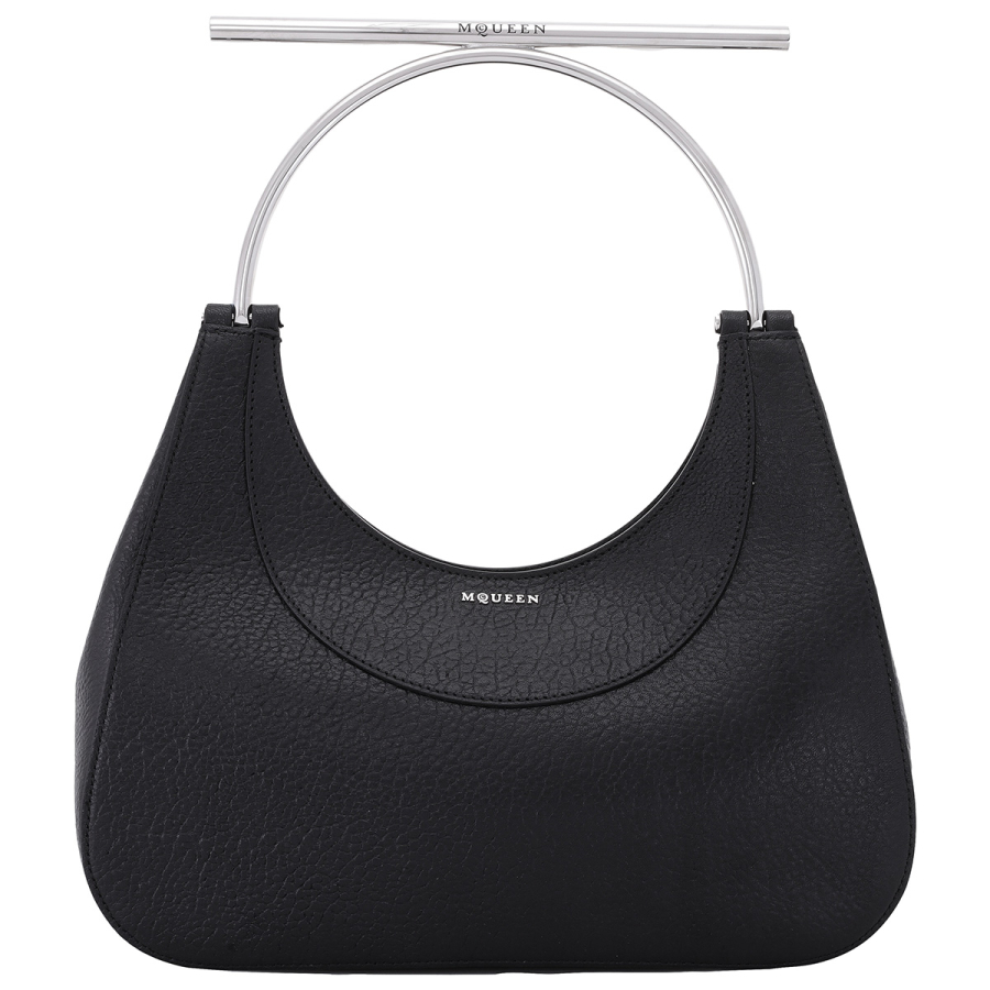 Alexander McQueen Textured Lambskin Shoulder Bag — Black