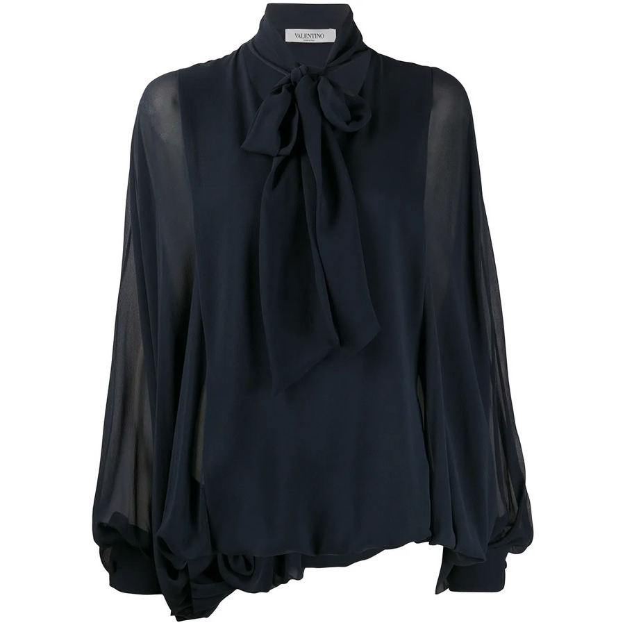 Valentino Garavani Pussybow Pouf Sleeve Blouse