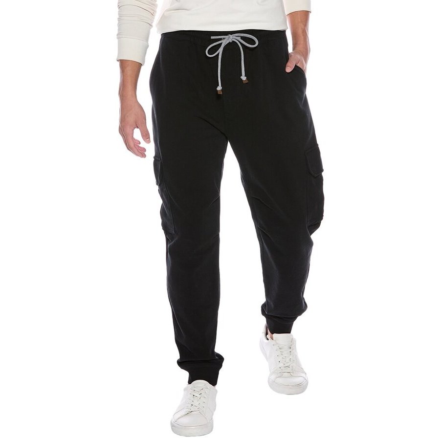 Brunello Cucinelli Men's Black Cargo Drawstring Trousers