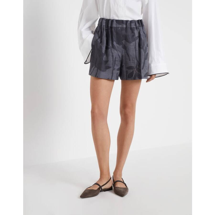Brunello Cucinelli Wodark Grey Linen Shorts
