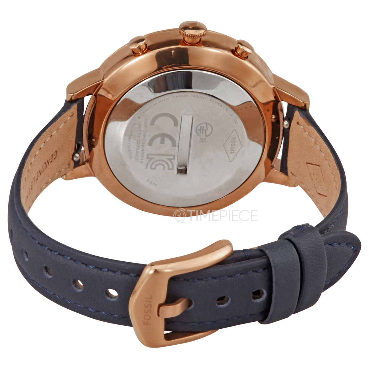 Fossil Hybrid Jacqueline Navy Leather Quartz White Dial Ladies Smart