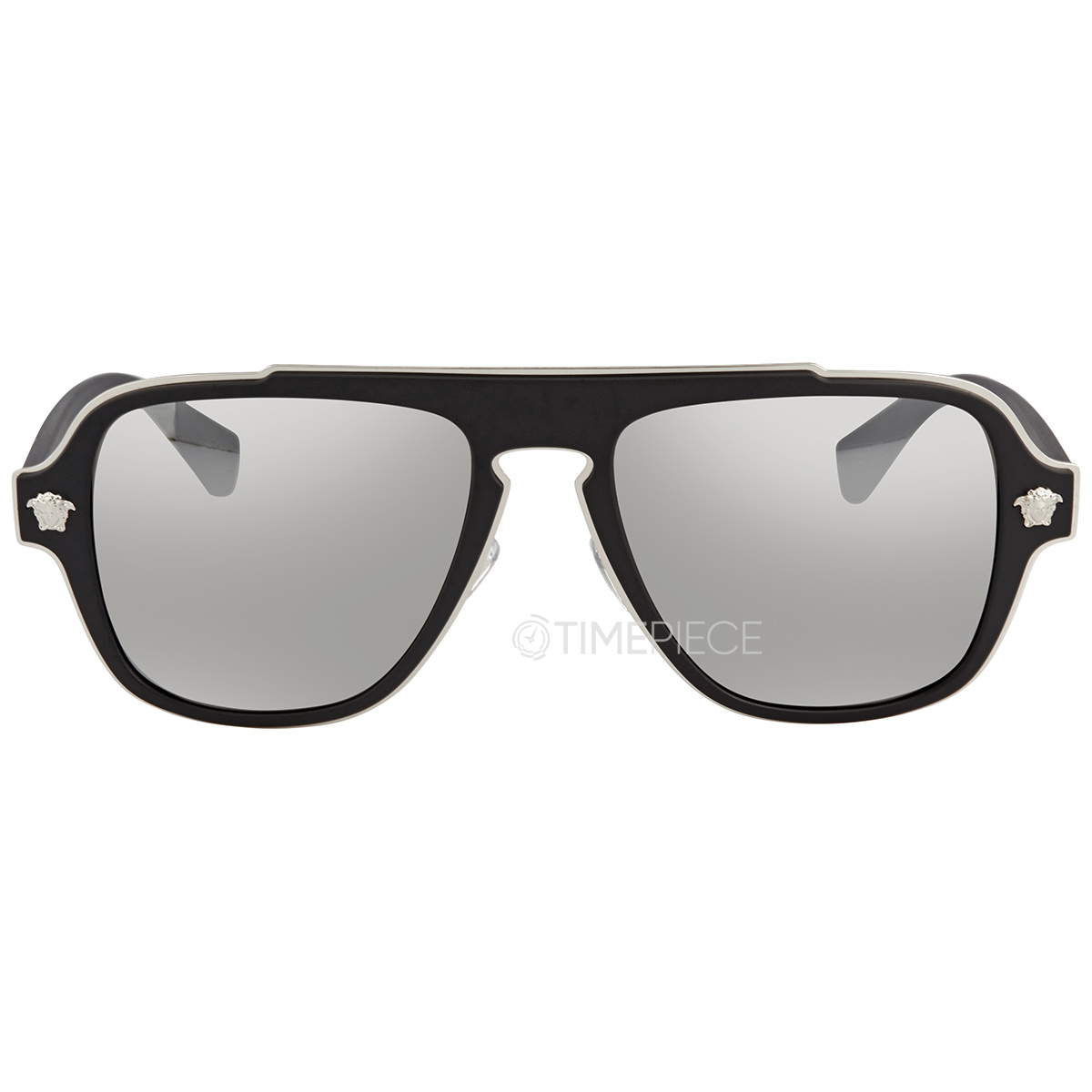 Versace LIght Grey Silver Mirror Square Unisex Sunglasses VE2199 10006G 56