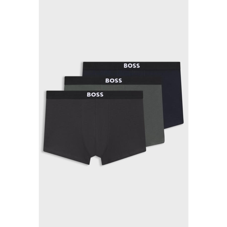 Hugo Boss Three-Pack Of Stretch-Cotton Trunks With Logo Waistbands