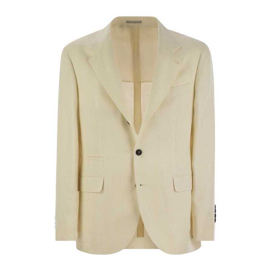 Brunello Cucinelli Cream Linen Silk Wool Blazer
