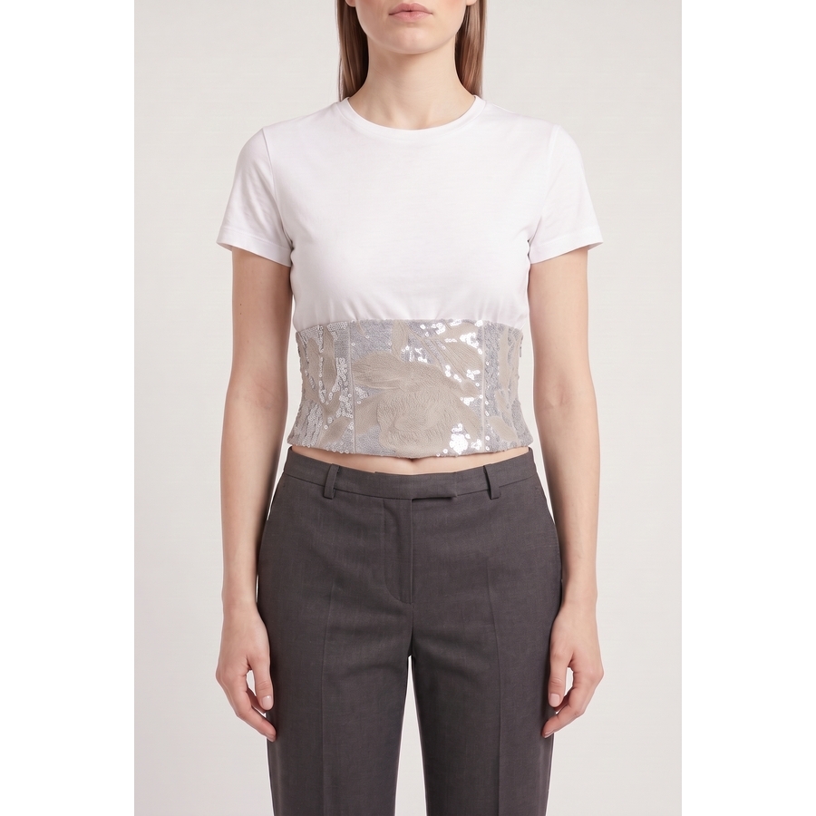 Brunello Cucinelli White Linen Corset Shirt