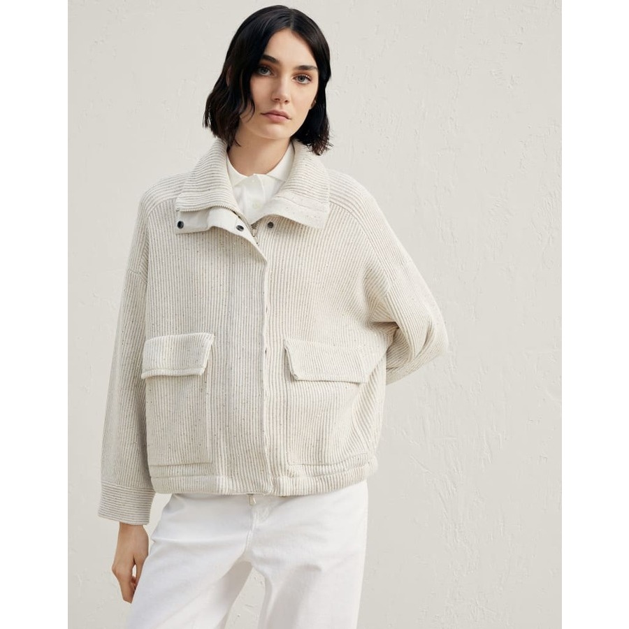 Brunello Cucinelli Wooff White Relaxed Cotton Jacket