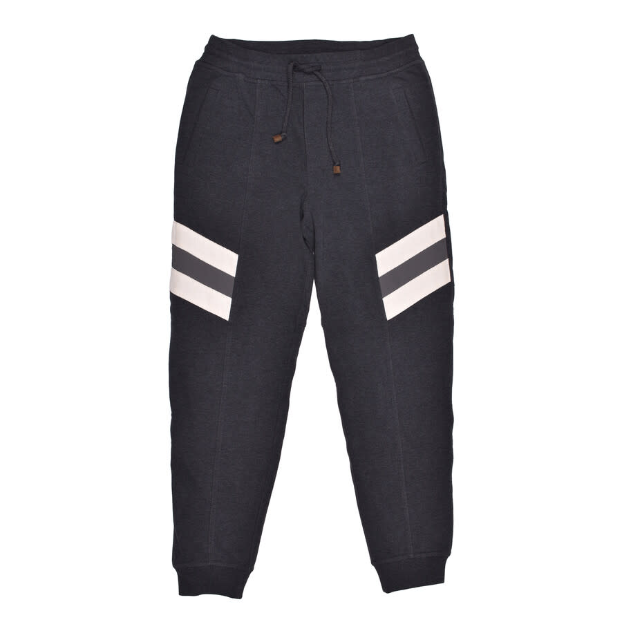 Brunello Cucinelli Men'S Anthracite Two-Tone Athletic Trousers