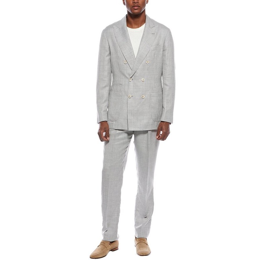 Brunello Cucinelli Light Grey Double-Breasted Suit