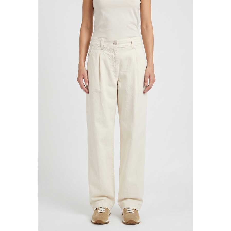 Brunello Cucinelli Wooff White Relaxed Cotton Trousers