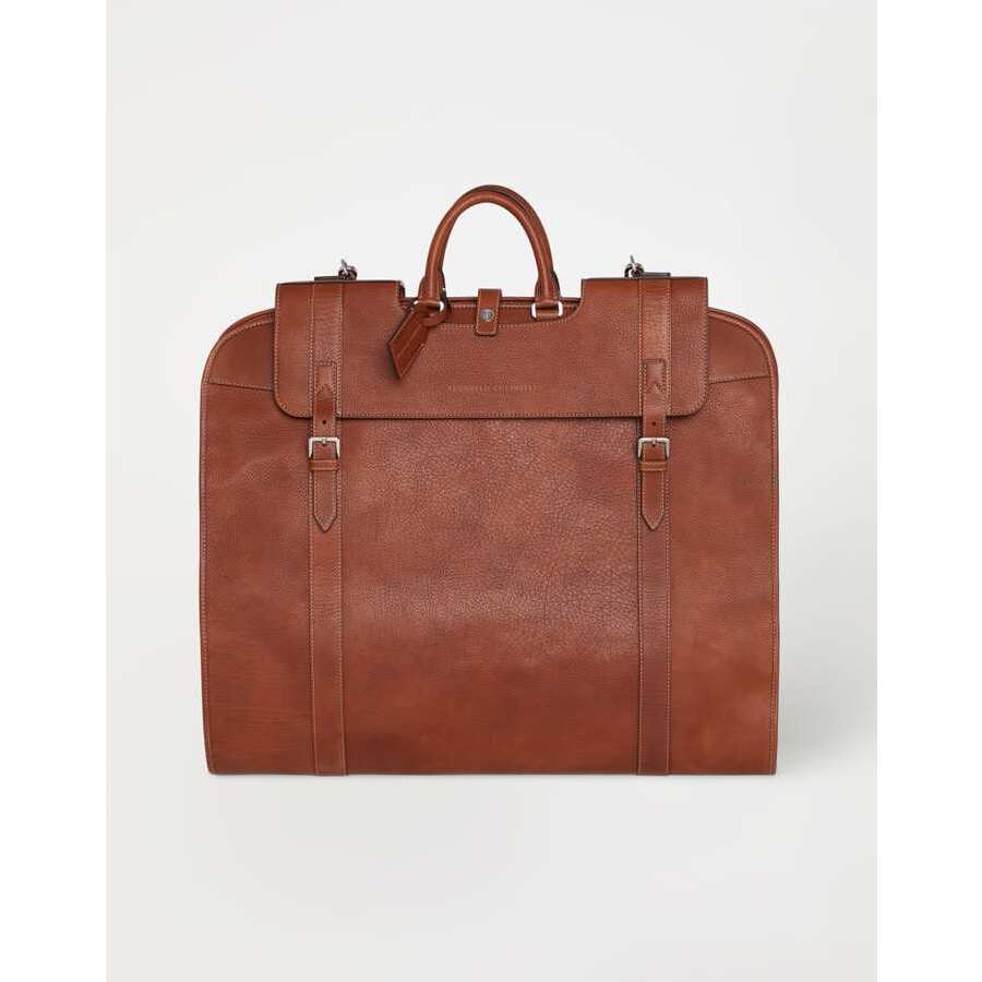 Brunello Cucinelli Mens Copper Leather Briefcase Bag