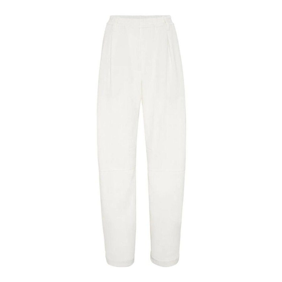 Brunello Cucinelli Wooff White Linen Tapered Trousers