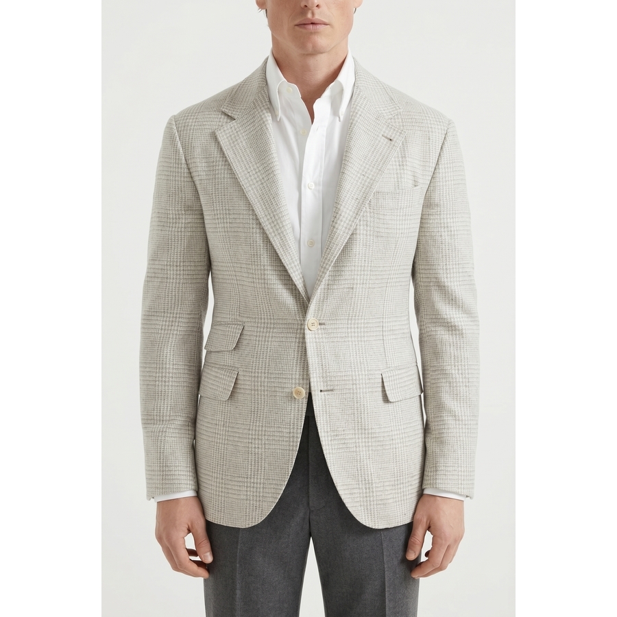 Brunello Cucinelli Light Grey Wool Silk Blazer