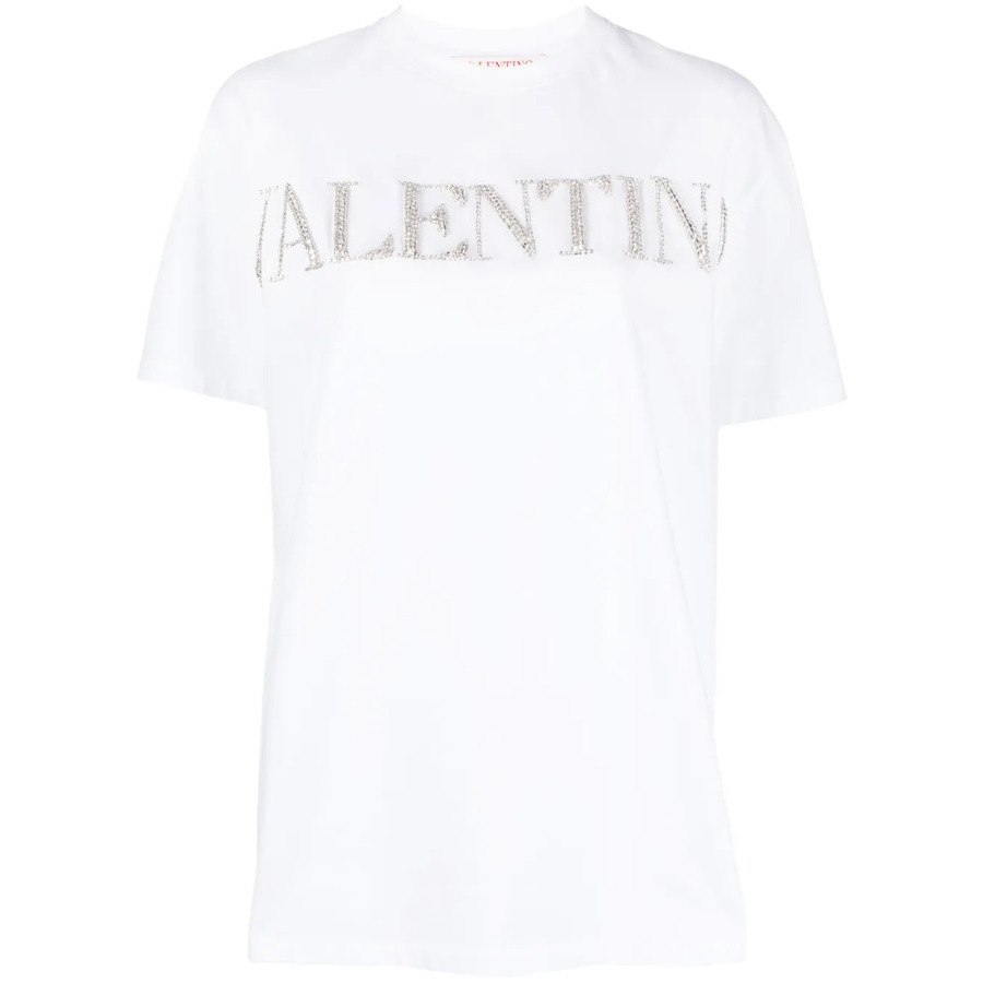 Valentino Garavani Crystal-Logo Cotton T-Shirt