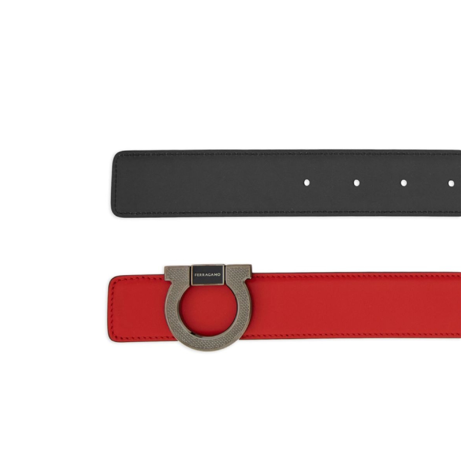 Ferragamo Reversible Gancini Calf Leather Belt