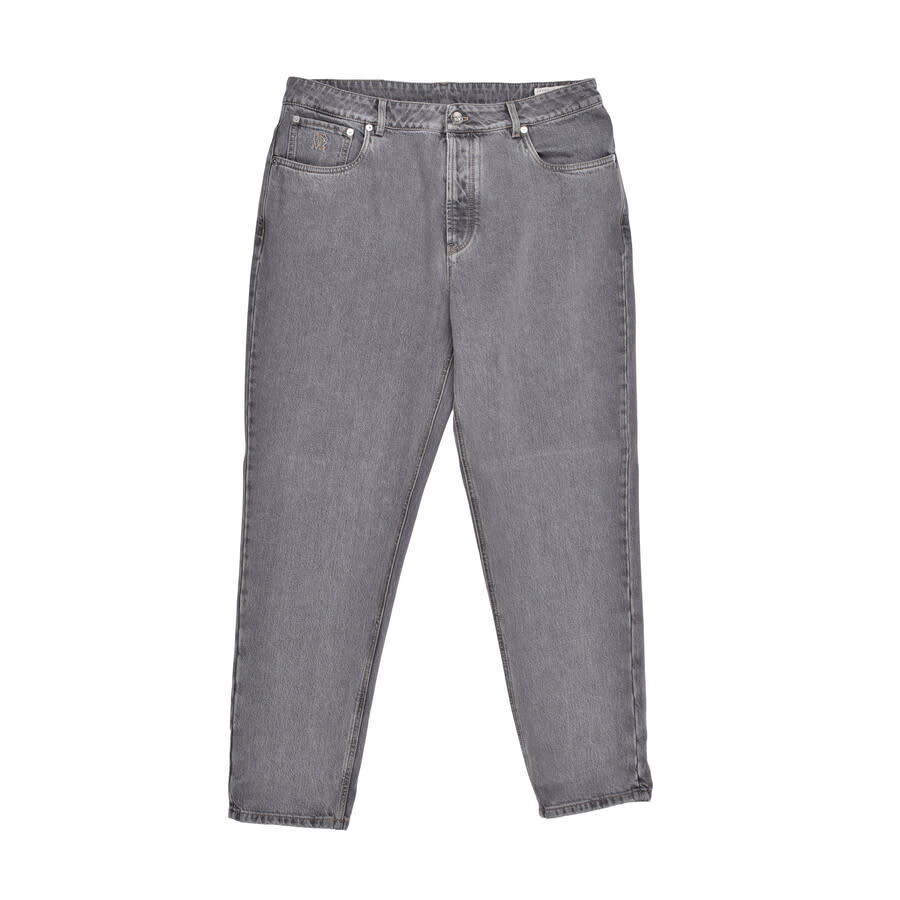 Brunello Cucinelli Light Denim Straight Fit Jeans — Gray