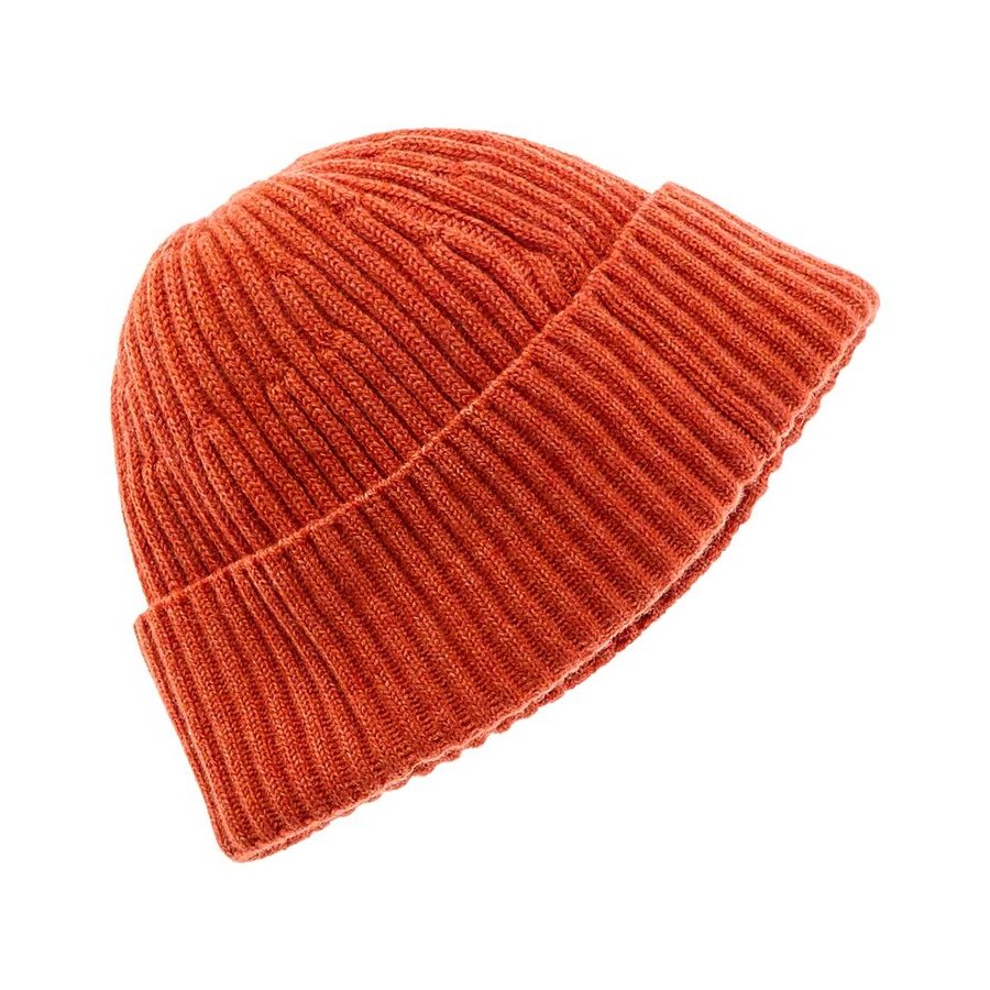 Brunello Cucinelli Mens Carrot Wool Ribbed Knit Hat