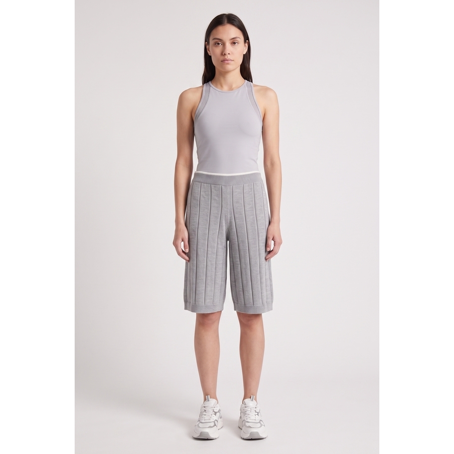 Brunello Cucinelli Women's Light Grey Ribbed Cotton Shorts