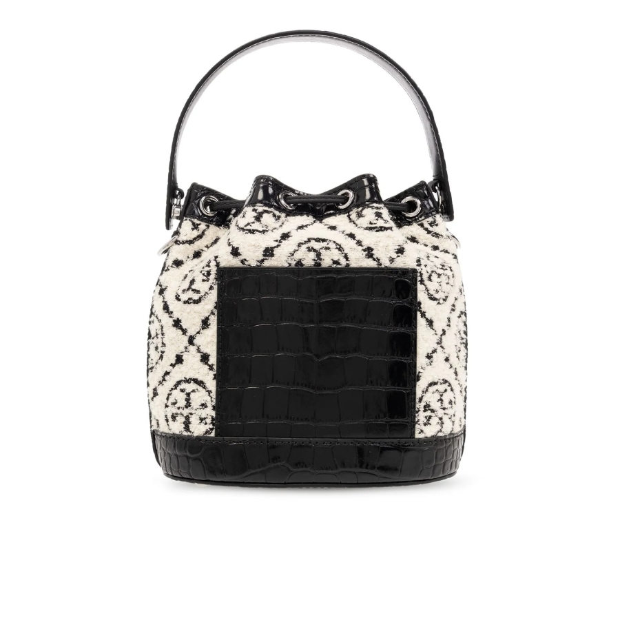 Tory Burch Boucle Monogram Drawstring Bucket Bag