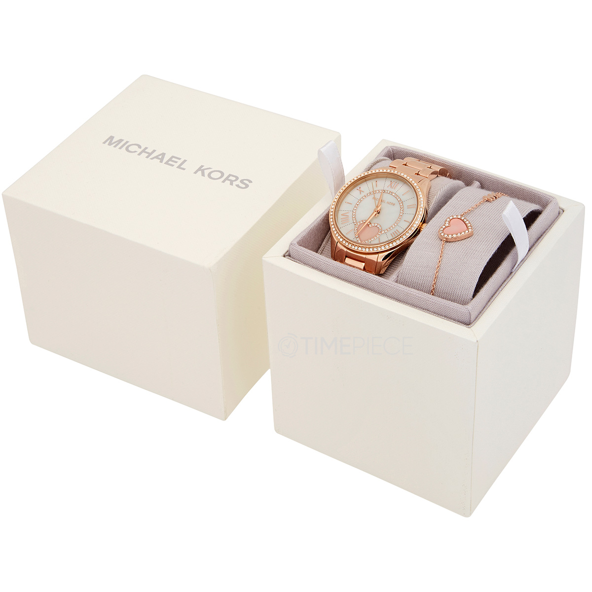 Michael Kors MK1038 Crystal Quartz Rose Gold-tone and Lauryn Ladies Watch Bracelet Set