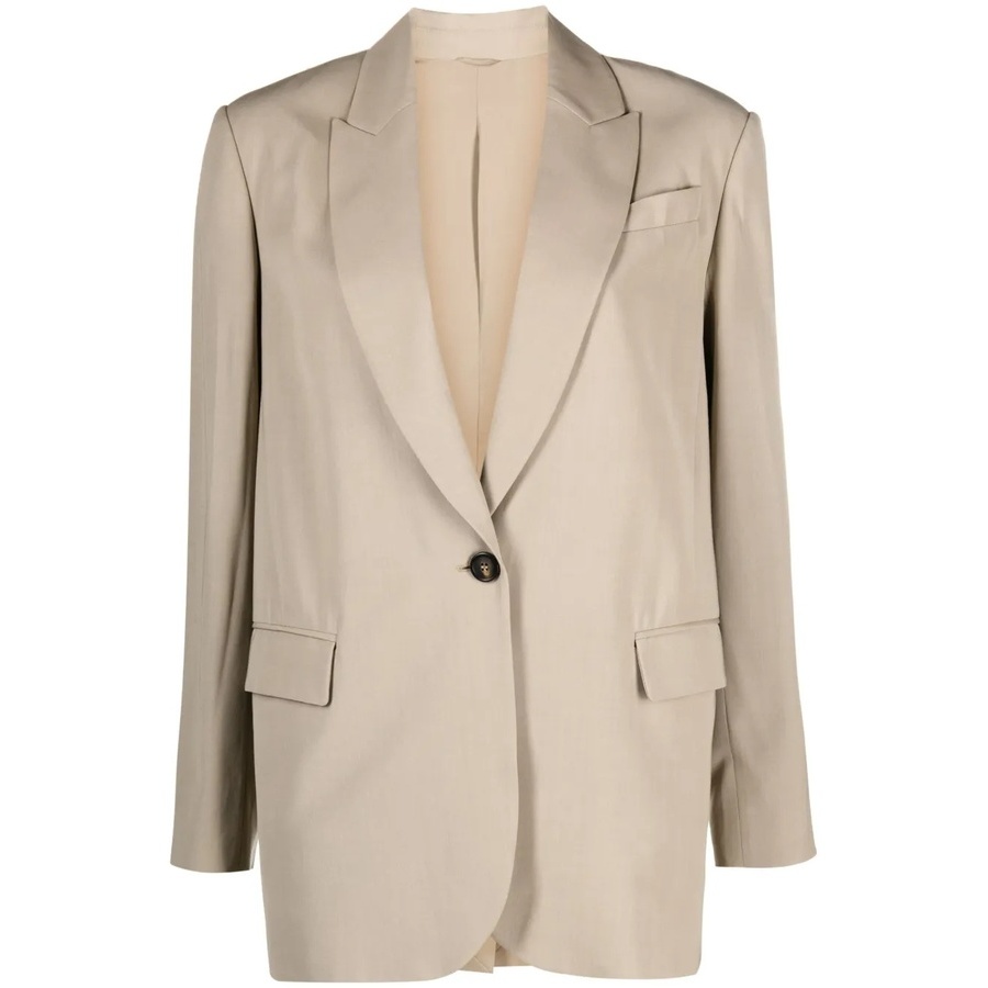 Brunello Cucinelli Single-Button Tailored Blazer — Beige