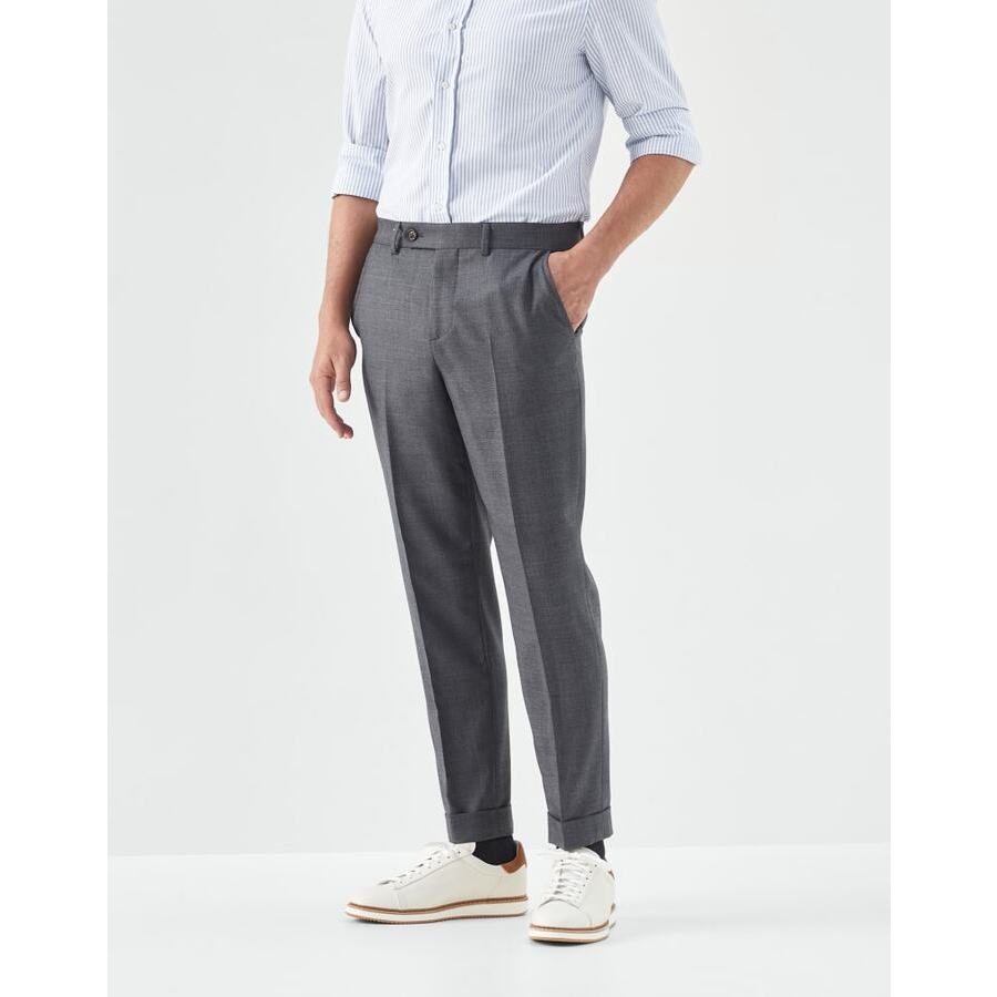 Brunello Cucinelli Mens Medium Grey Wool Tailored Trousers