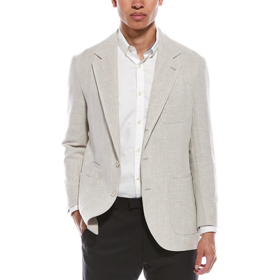 Brunello Cucinelli Plaster Linen Silk Wool Blend Blazer