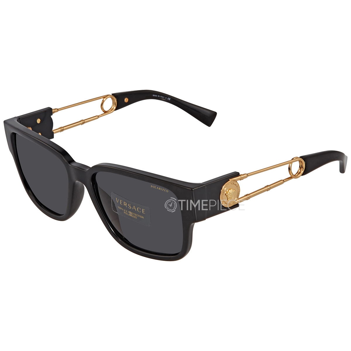 Versace Polarized Grey Rectangular Mens Sunglasses VE4412 GB1/81 57