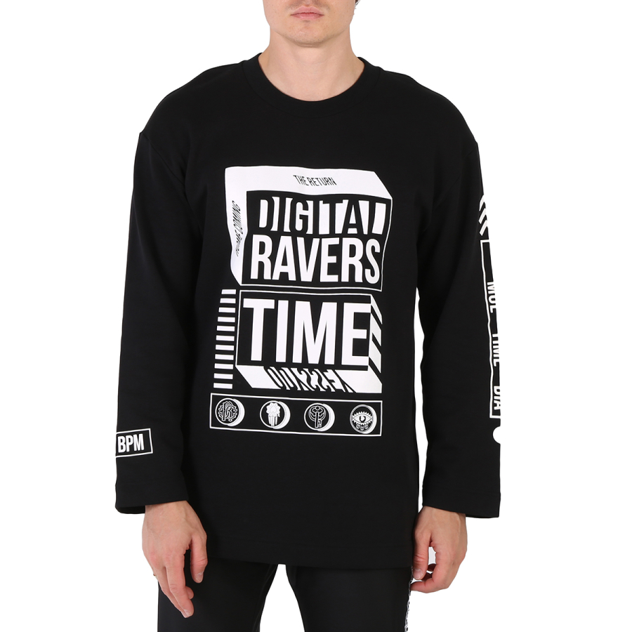 Roberto Cavalli Mens Black Graphic Relaxed Fit Sweatshirt