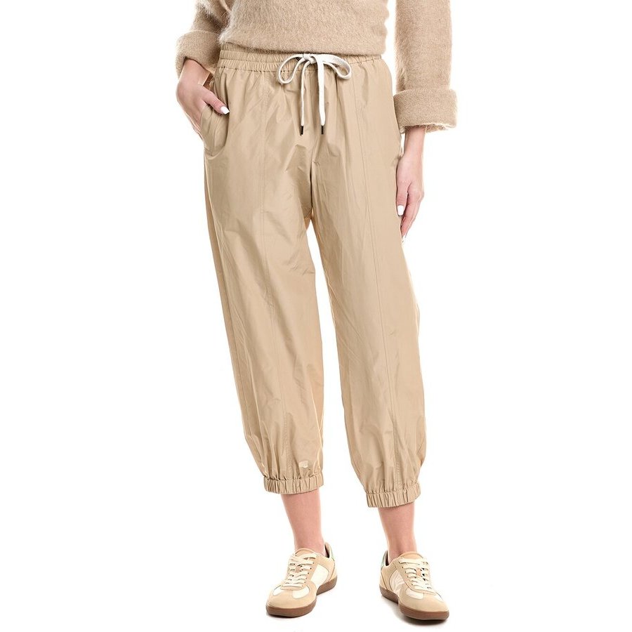 Brunello Cucinelli Womens Beige Elastic Cuff Casual Trousers