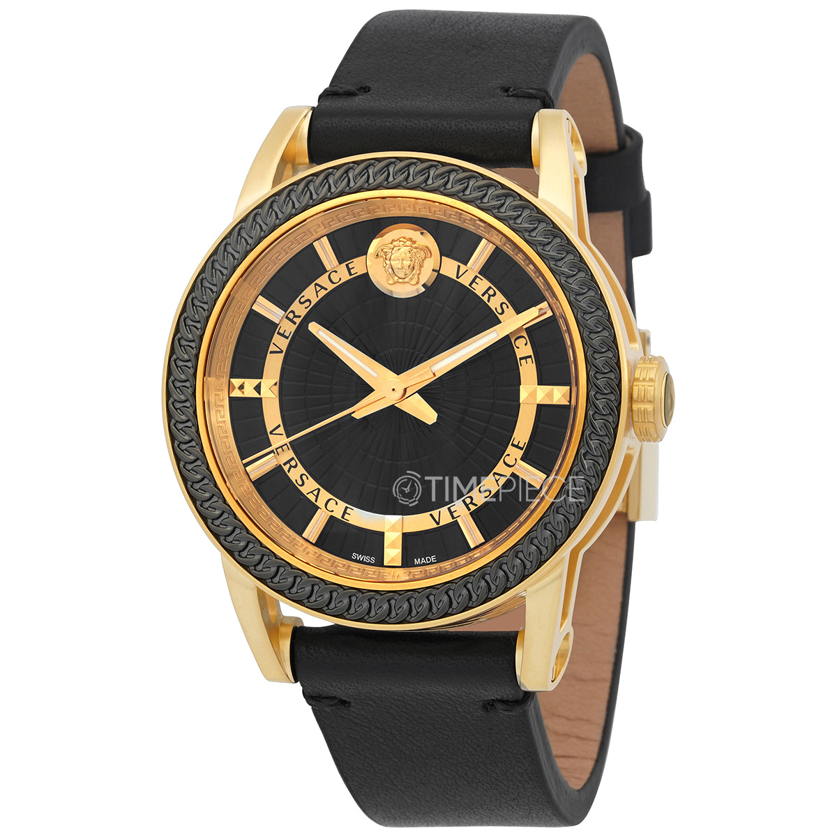 Versace Code Quartz Mens Black Guilloche Dial Watch VEPO00320